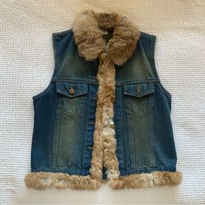 Rabbit Fur - Lined Jean Vest